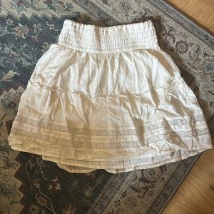 Hollister White Smocked Skater Skirt